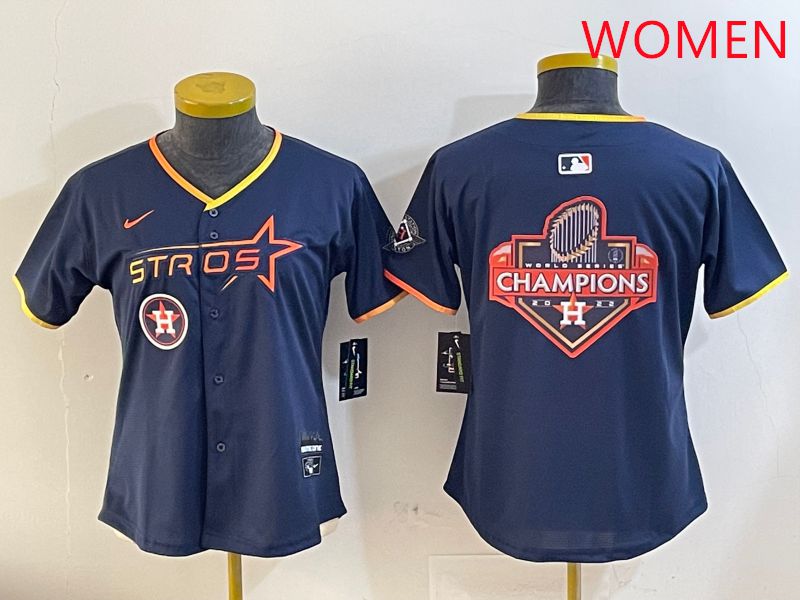 Women Houston Astros Blank Drak Blue Three generations Joint Name 2025 Nike MLB Jersey style 25